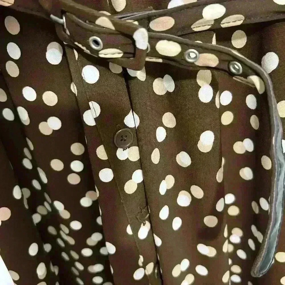 Emma James Polka Dot Maxi Dress Women's Brown Button Down Long Sleeve Size M - Picture 5 of 7